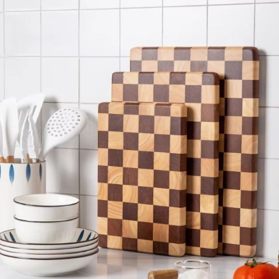 Planche à découper en bois | Bois d'acacia en damier - Spatule&Mandoline