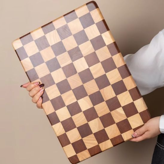 Planche à découper en bois | Bois d'acacia en damier - Spatule&Mandoline